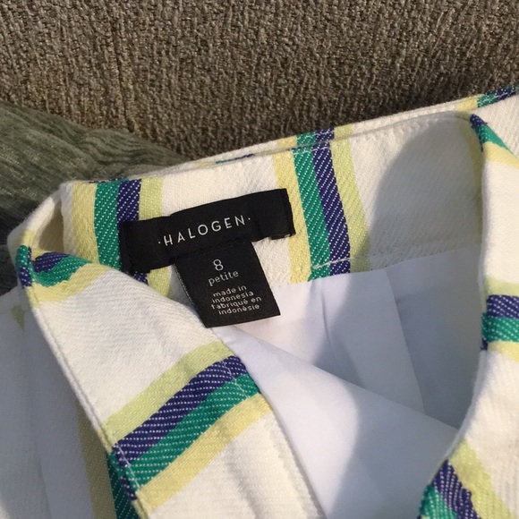 NWT Halogen midi skirt stripe green button slit - Picture 3 of 6